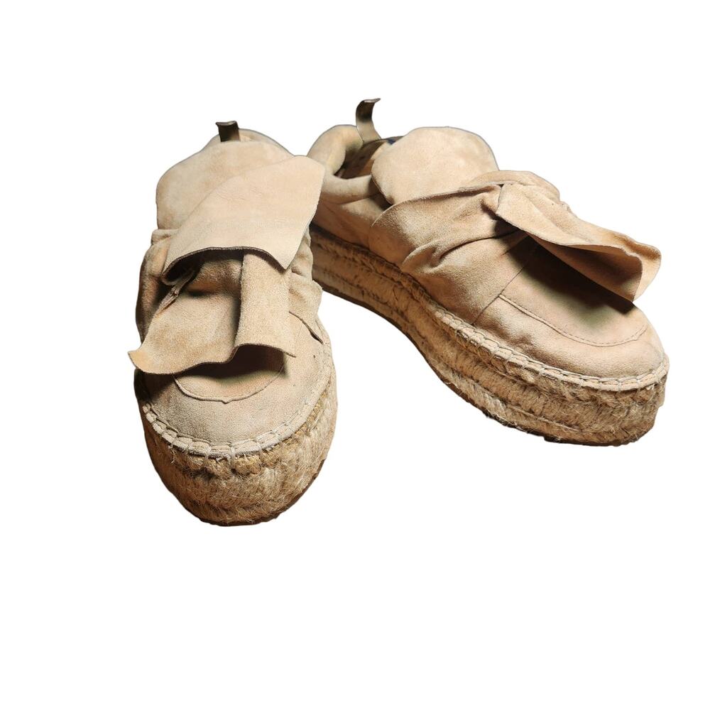 J SLIDES NYC sz 8 tan suede knotted top espadrille shoes slip on